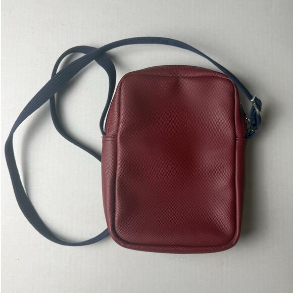 Lacoste Crossbody Bag - Burgundy with Blue Strap - Picture 9 of 9